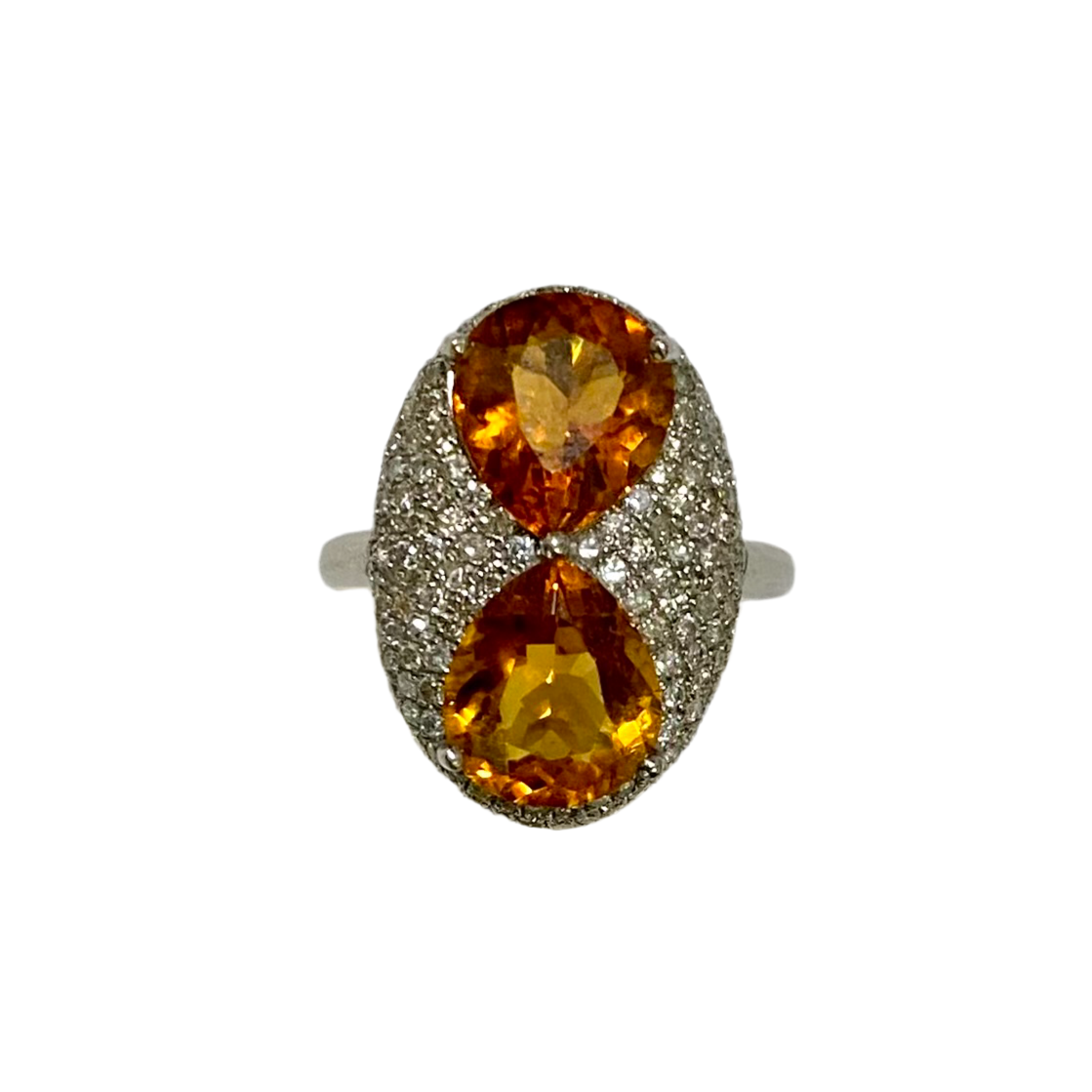 18ct White Gold Citrine and Diamond Ring