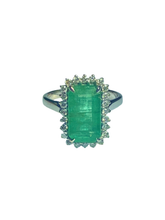 4ct Emerald Ring with Diamonds in 9ct White Gold
