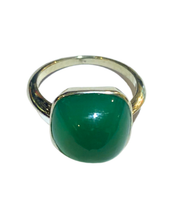 Sterling Silver Square Bullet Shaped Green Onyx Ring