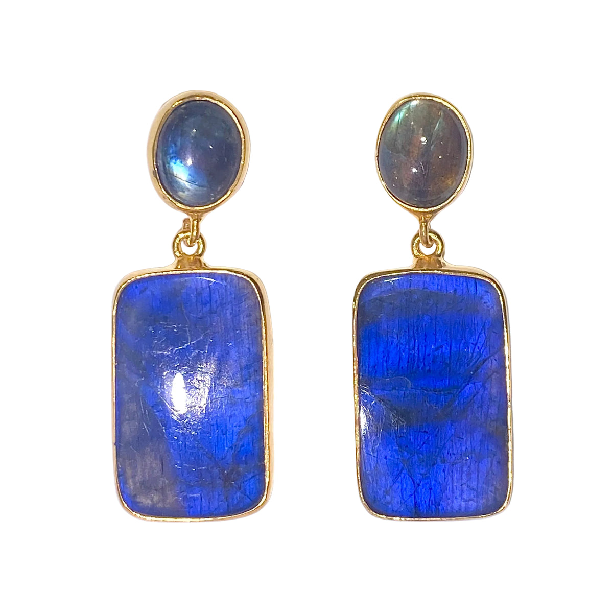 Sterling Silver Gold Plated Labradorite Earrings