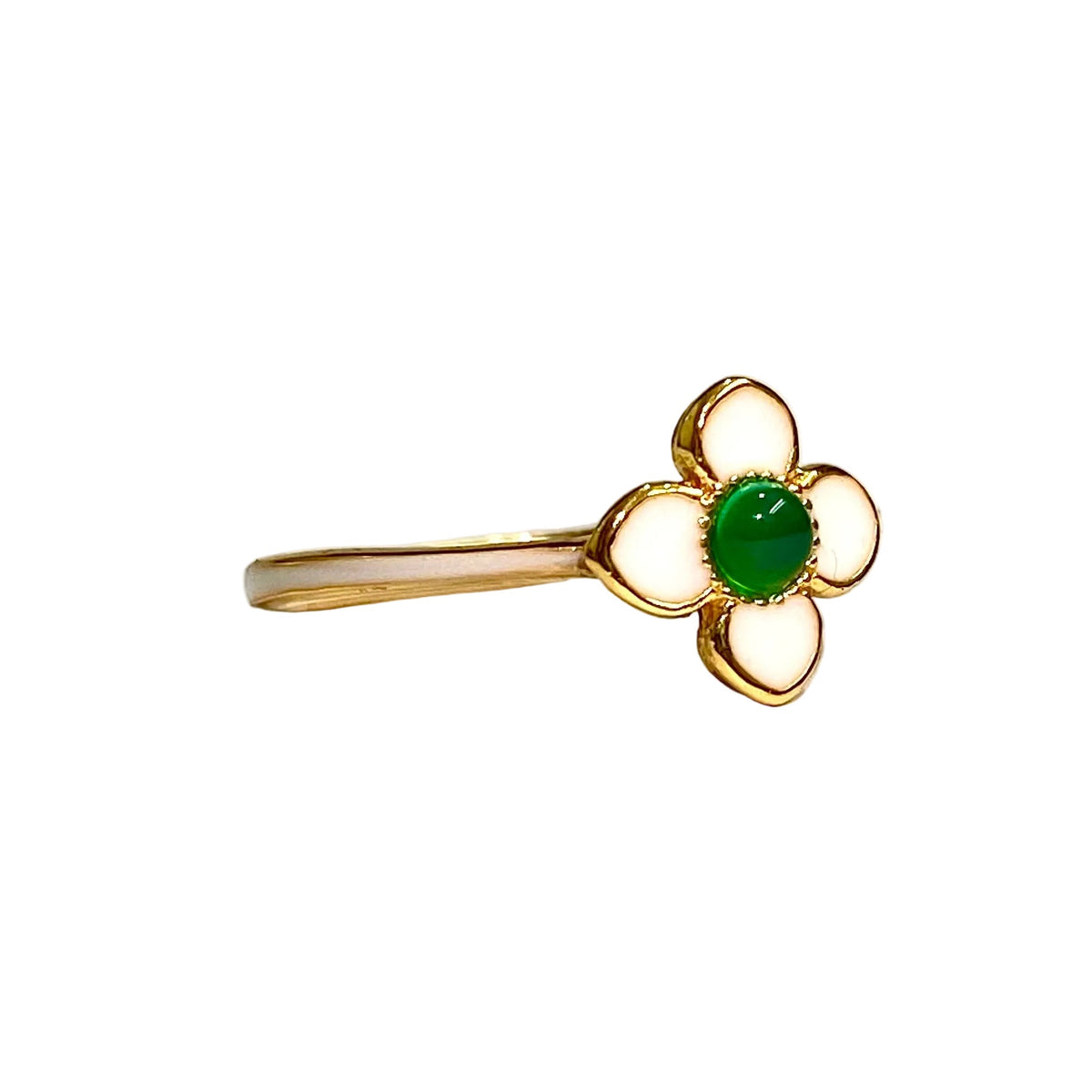 Sterling Silver Gold Plate Enamel Flower Ring