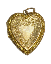 Vintage Sterling Silver Gold Plate Engraved Heart Locket