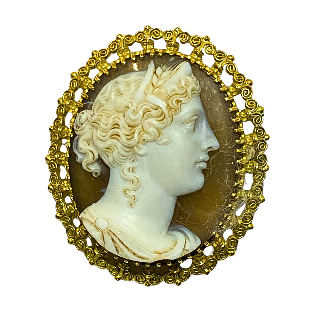 18ct Yellow Gold Hardstone Cameo Brooch