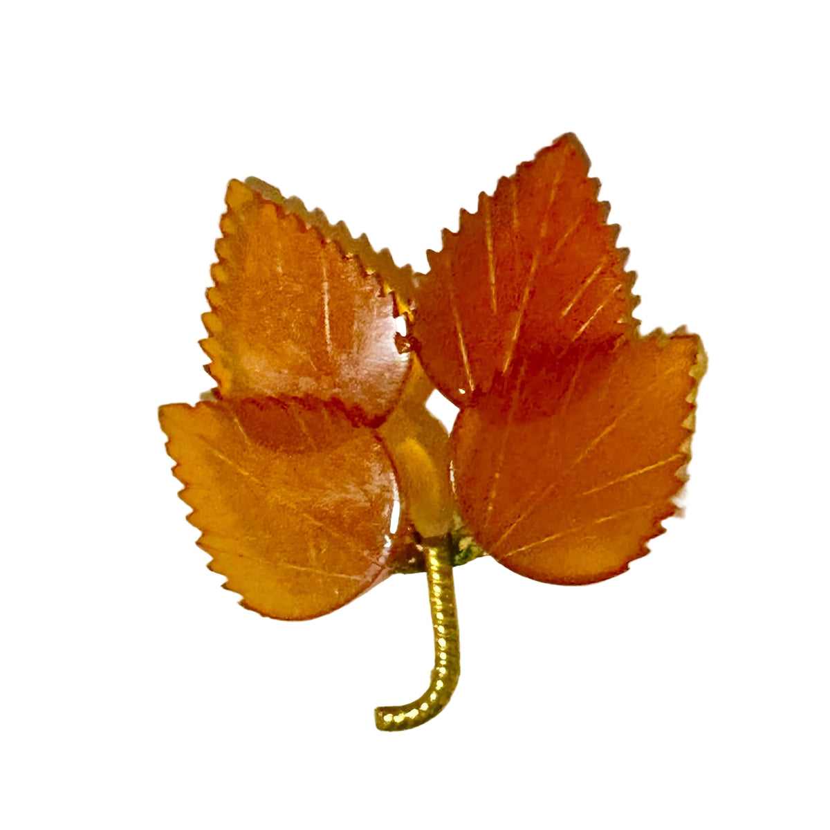 8ct Yellow Gold Russian Baltic Amber Leaf Brooch