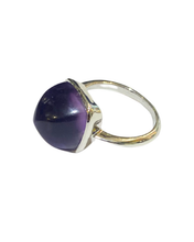 Sterling Silver Square Bullet Shaped Amethyst Ring