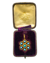 14ct Gold Turquoise and Seed Pearl Pendant