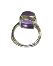 Sterling Silver Square Bullet Shaped Amethyst Ring