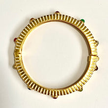 Sterling Silver Gold Plated Enamel Gemstone Hinged Bangle