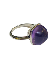 Sterling Silver Square Bullet Shaped Amethyst Ring