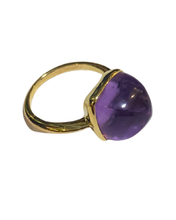 9ct Yellow Gold Square Bullet Shaped Amethyst Ring