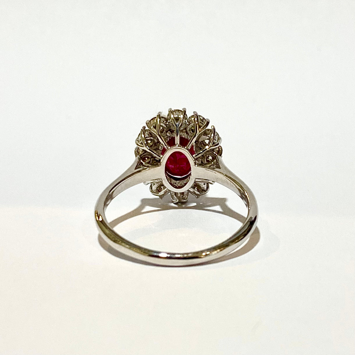 9ct White Gold, Ruby and Brilliant cut Diamond Ring