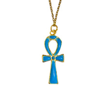 Brass and Enamel Ankh Necklace