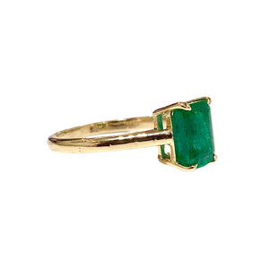 9ct Yellow Gold Natural Emerald Solitaire Ring