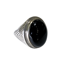 Sterling Silver Black Onyx Cabochon Signet Ring