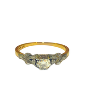 Antique 18ct Yellow Gold and Platinum Diamond Solitaire Ring