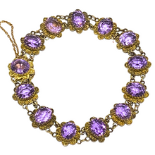 Antique 9ct Gold Filigree Amethyst Bracelet