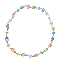 Antique Uranium Glass Crystal Multi-Coloured Faceted Necklace