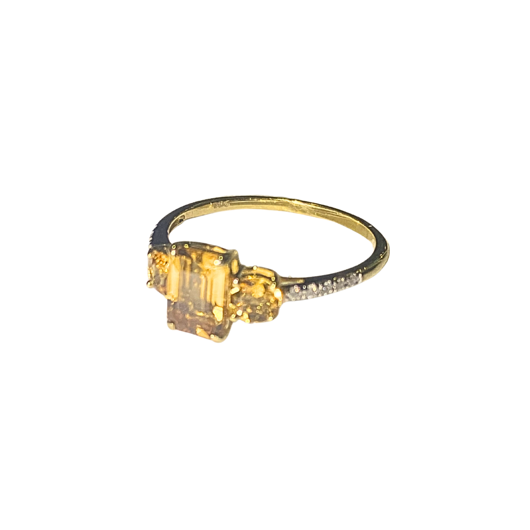 9ct Yellow Gold Diamond and Citrine Ring