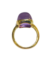 9ct Yellow Gold Square Bullet Shaped Amethyst Ring