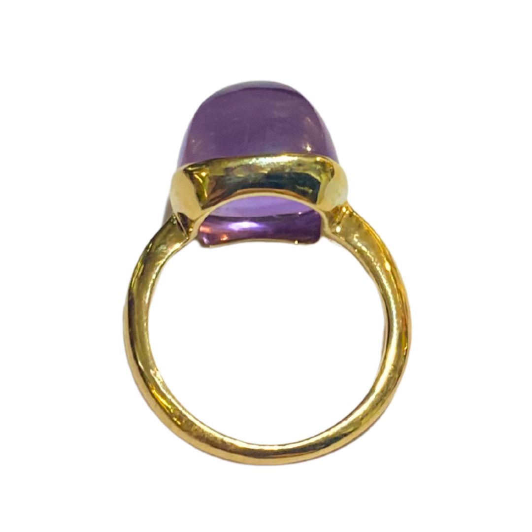 9ct Yellow Gold Square Bullet Shaped Amethyst Ring
