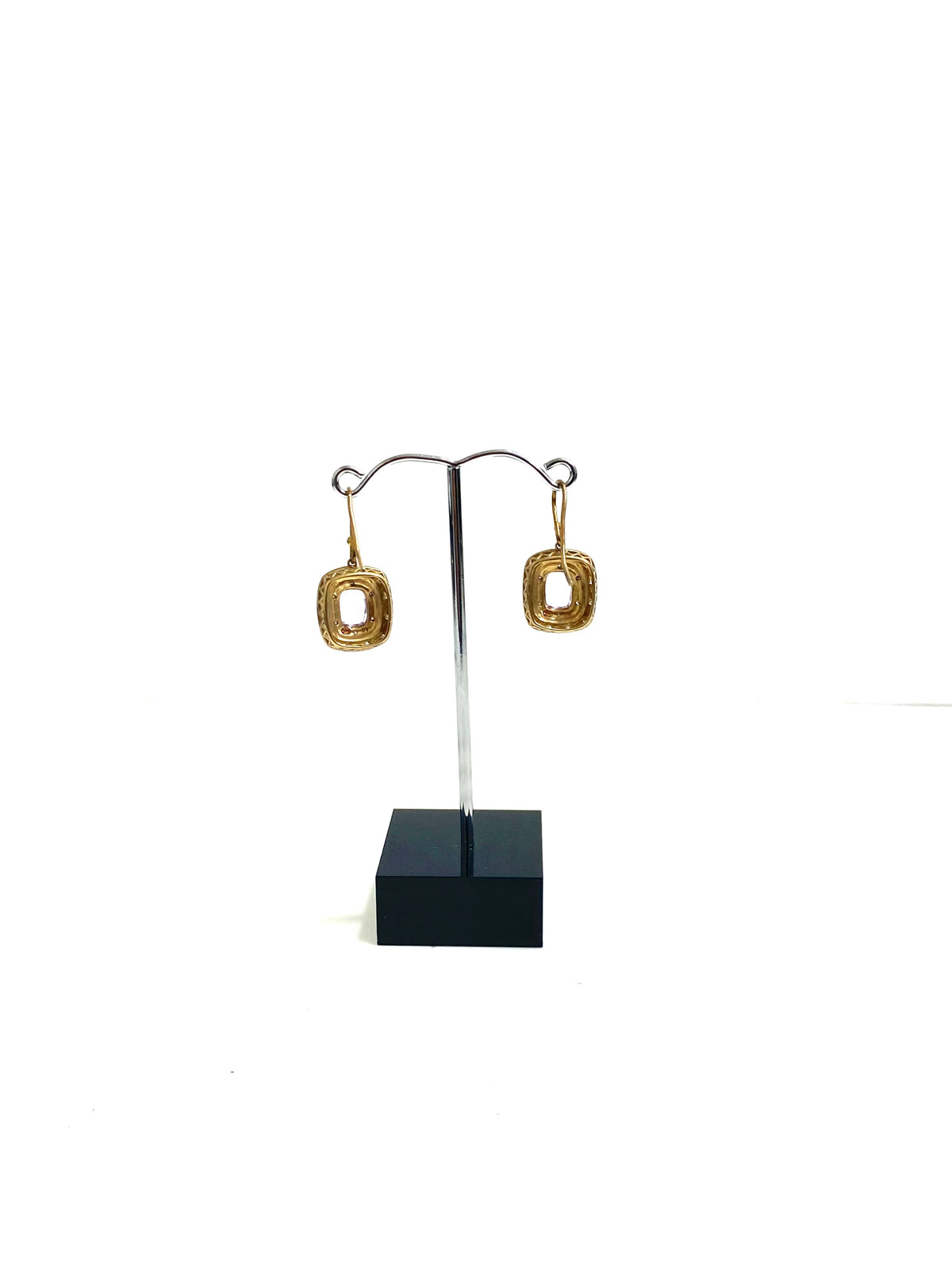 18ct Yellow Gold Amethyst and Diamond Drop Earrings