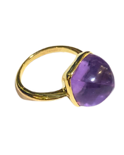9ct Yellow Gold Square Bullet Shaped Amethyst Ring