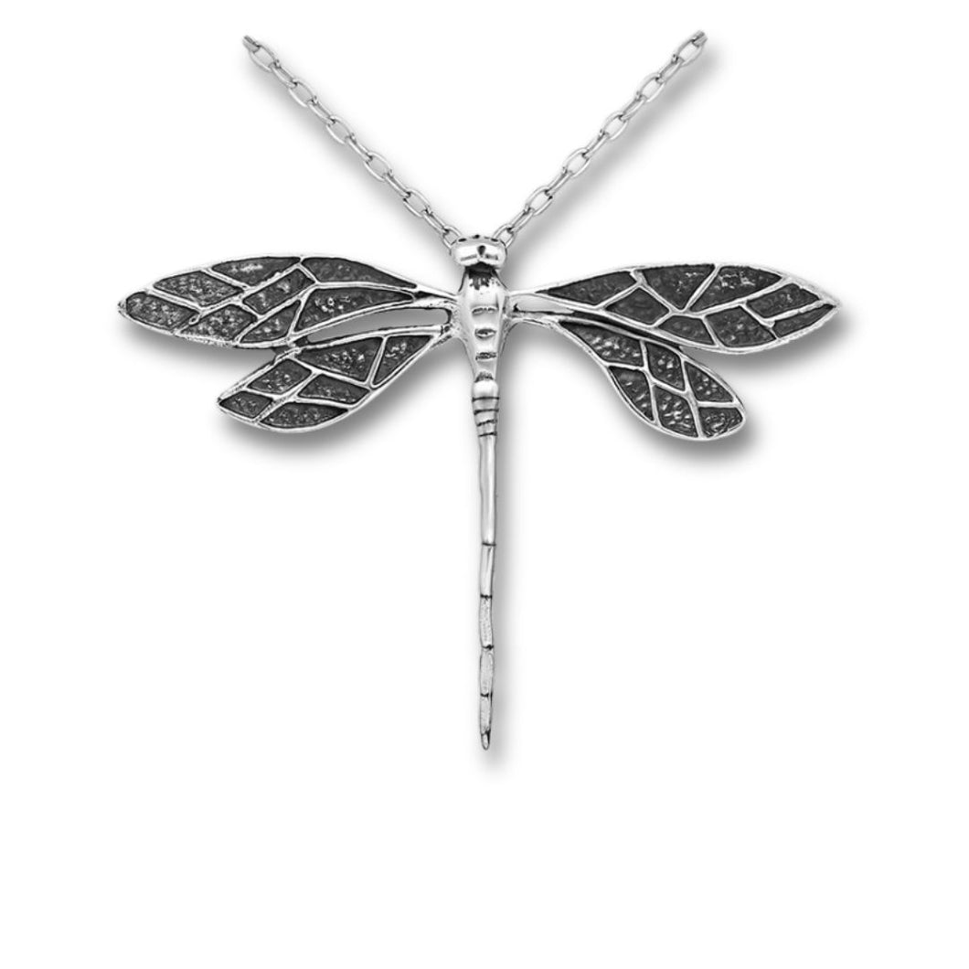 Sterling Silver Oxidized Dragonfly Pendant