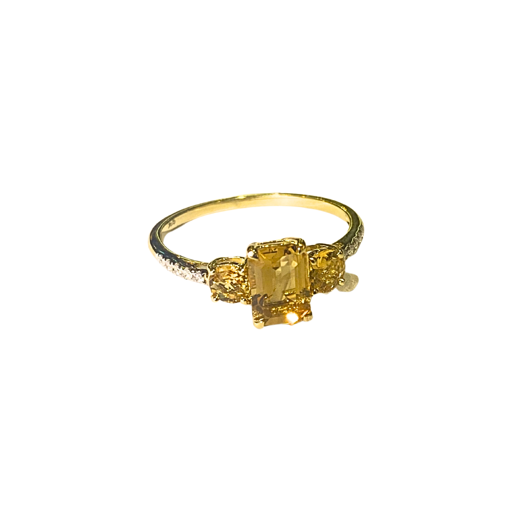 9ct Yellow Gold Diamond and Citrine Ring