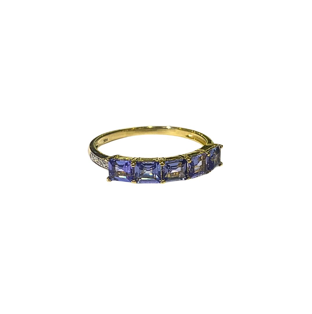 9ct Yellow Gold Diamond and Tourmaline Ring