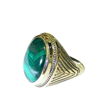 Sterling Silver Malachite Cabochon Signet Ring
