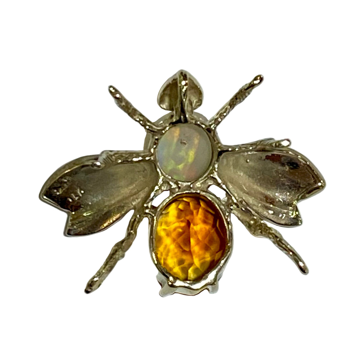 Sterling Silver Opal and Citrine Bee pendant