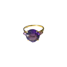 9ct Yellow Gold Diamond and Amethyst Ring