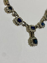 Antique 9ct White Gold Blue Sapphire Evening Set – Necklace, Earrings, Ring & Bracelet