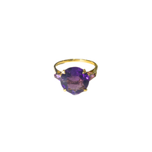 9ct Yellow Gold Diamond and Amethyst Ring