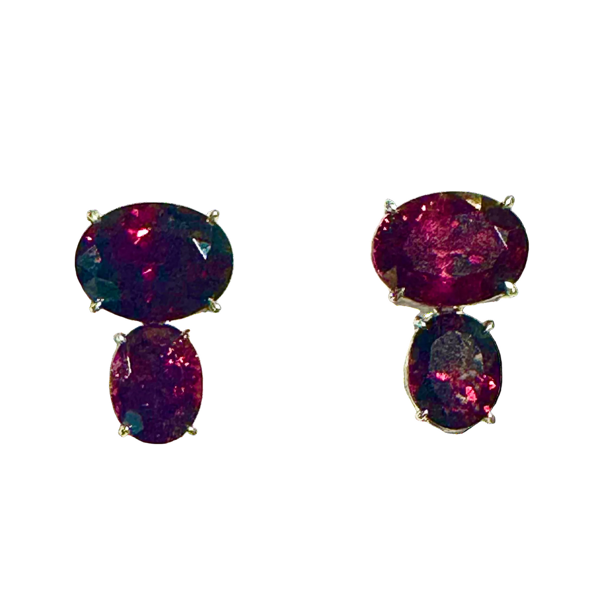 9ct White Gold Garnet Earrings