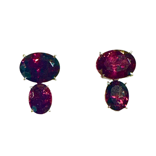 9ct White Gold Garnet Earrings