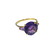 9ct Yellow Gold Diamond and Amethyst Ring