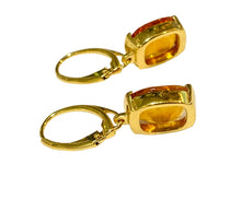 Sterling Silver Gold Plate Citrine Drop Earrings - 12 mm