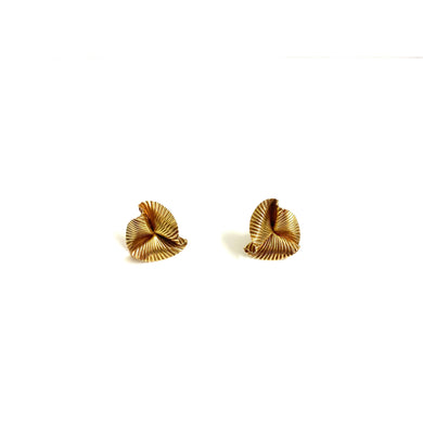 Vintage 9ct Yellow Gold Rippled Stud Earrings