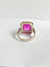 Sterling Silver Synthetic Pink Sapphire and Enamel Ring