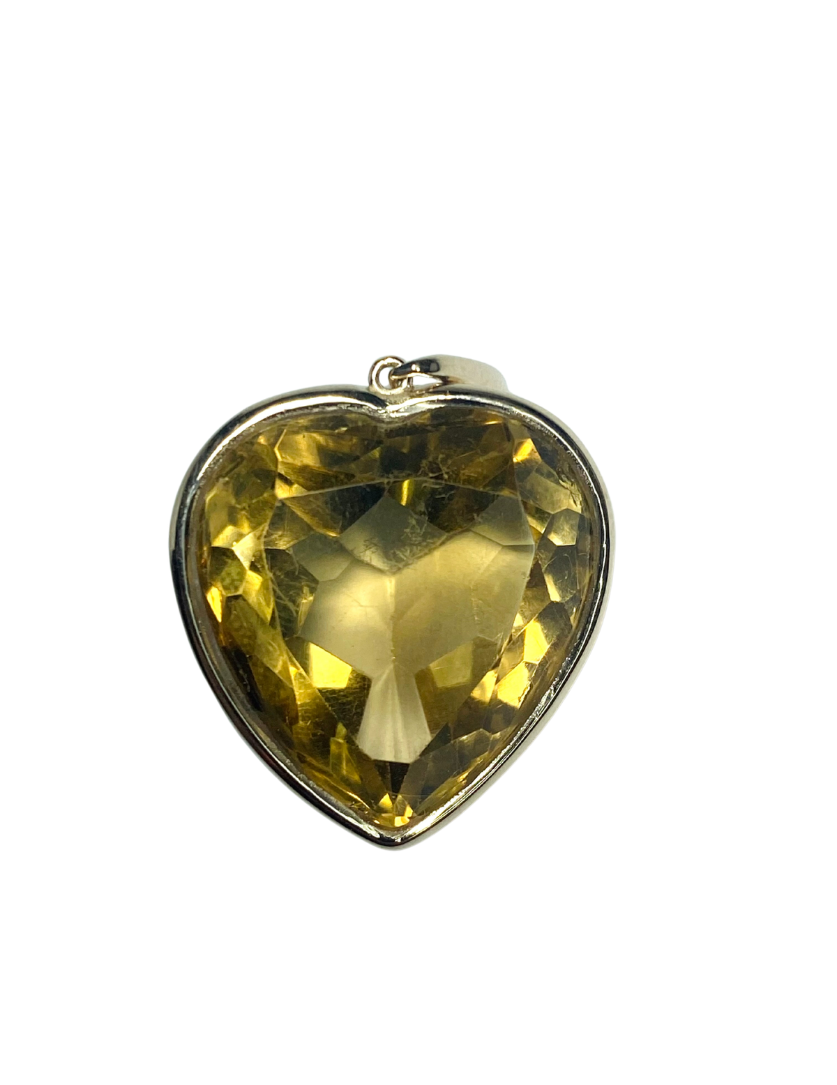 9ct Gold Yellow Topaz Faceted Heart Pendant