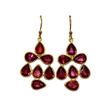 Sterling Silver Gold Plate Garnet Cluster Earrings