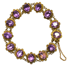Antique 9ct Gold Filigree Amethyst Bracelet