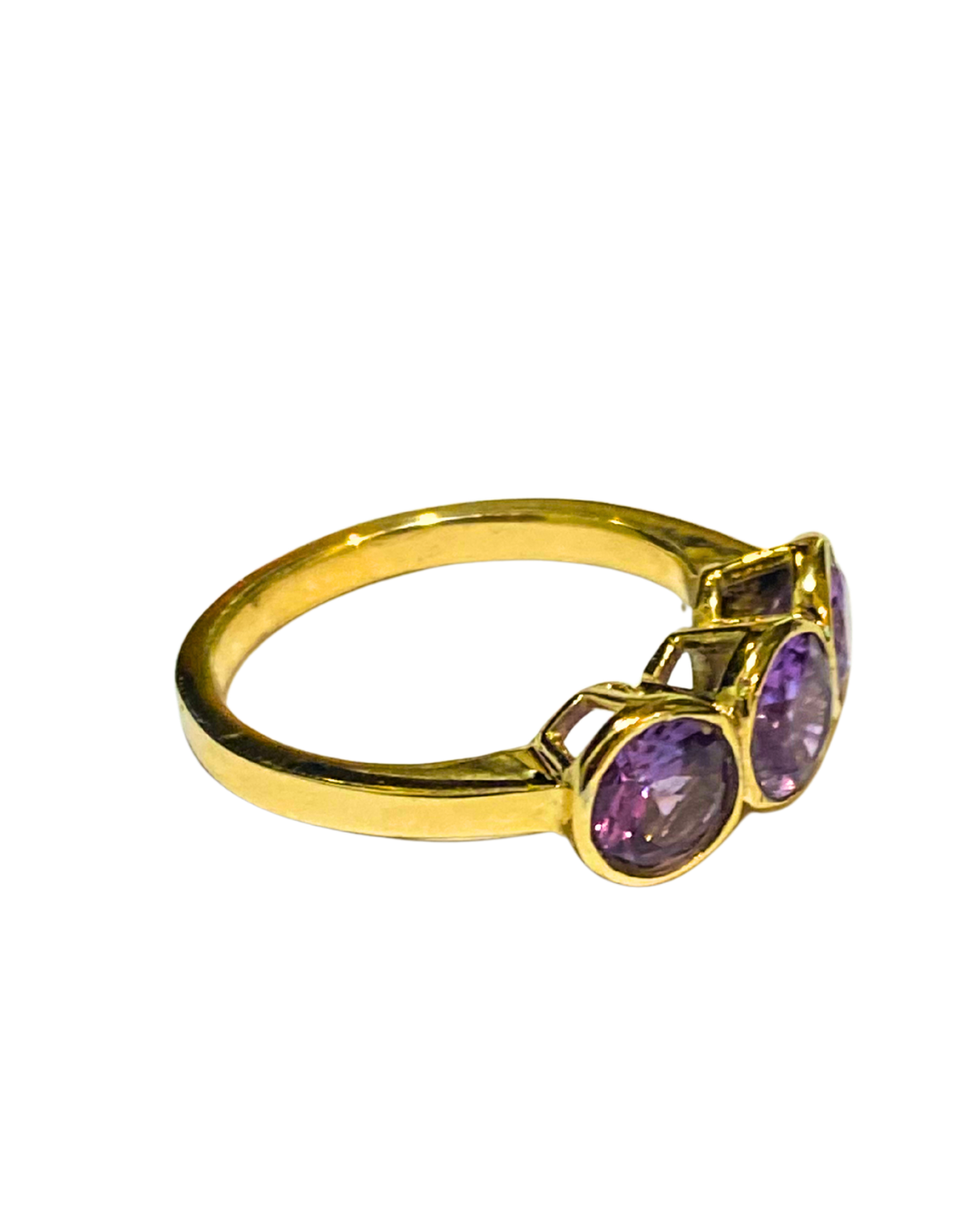 9ct Gold Amethyst Trilogy Ring