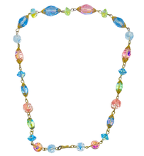 Antique Uranium Glass Crystal Multi-Coloured Faceted Necklace