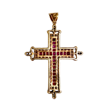 Vintage Italian 14ct Gold Ruby and Diamond Cross Pendant