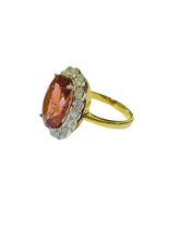 5.94ct Pink Tourmaline and Diamond 18ct Two Tone Gold Cocktail Ring