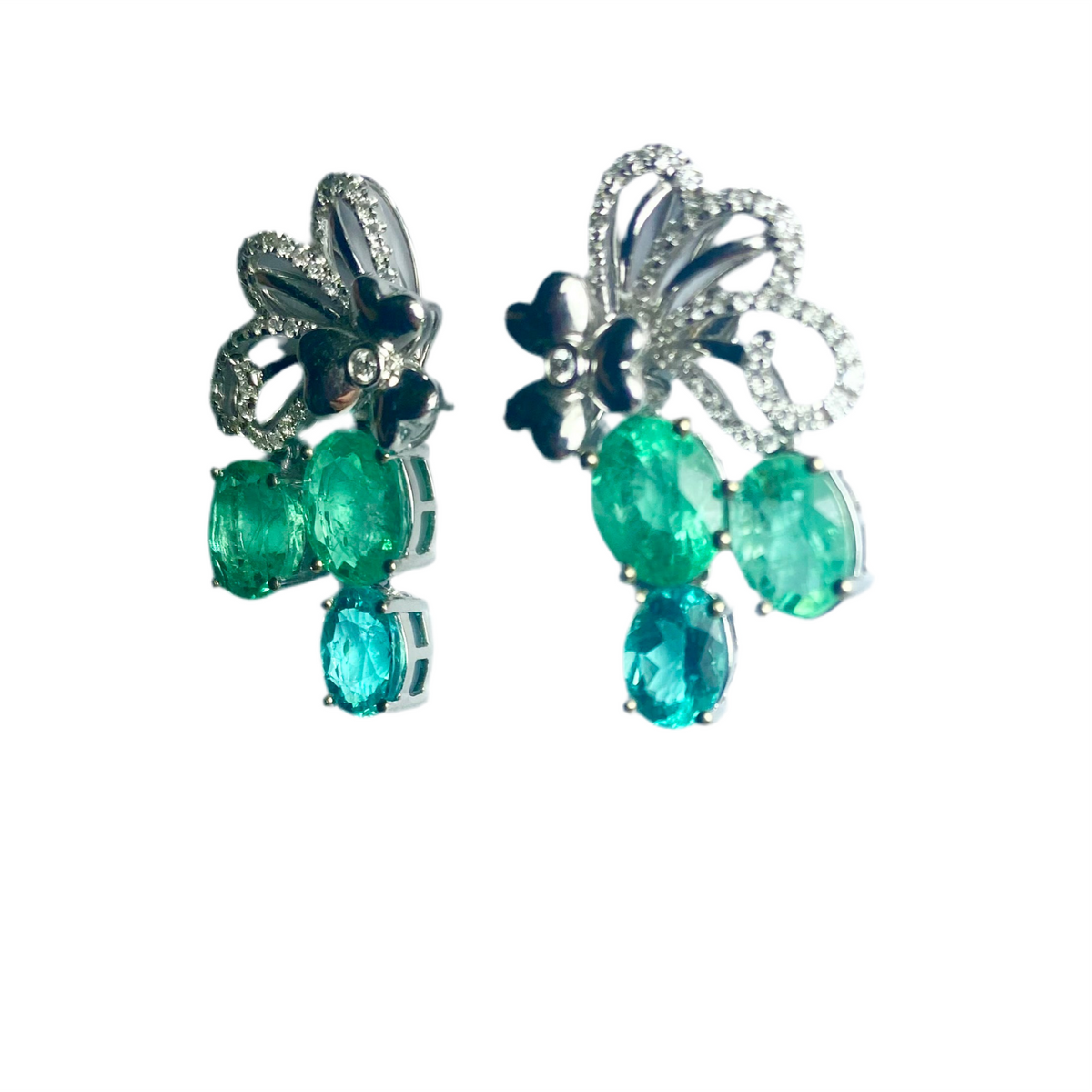 Paraiba Tourmaline, Apatite and Diamond Earrings