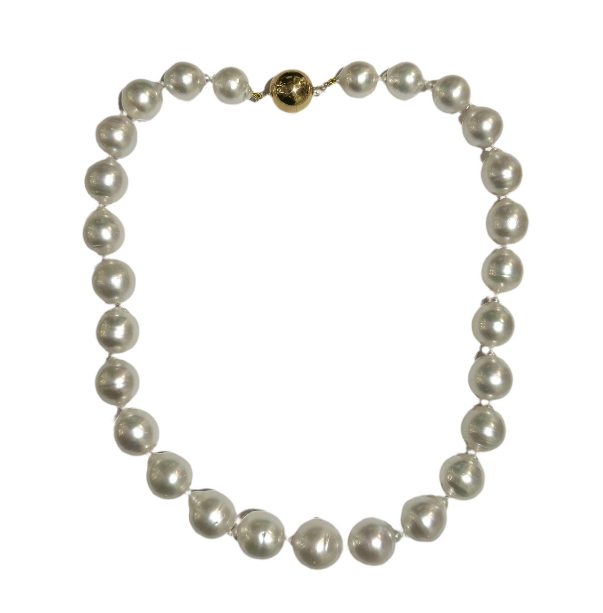 White South Sea Pearl Necklace with 9ct Yellow Gold Clasp