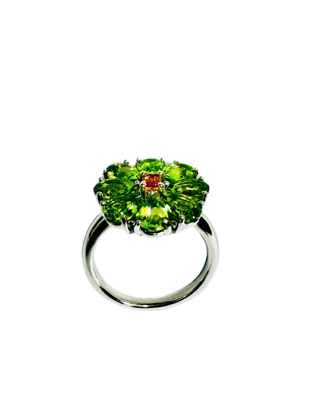 Sterling Silver Peridot and Citrine Ring